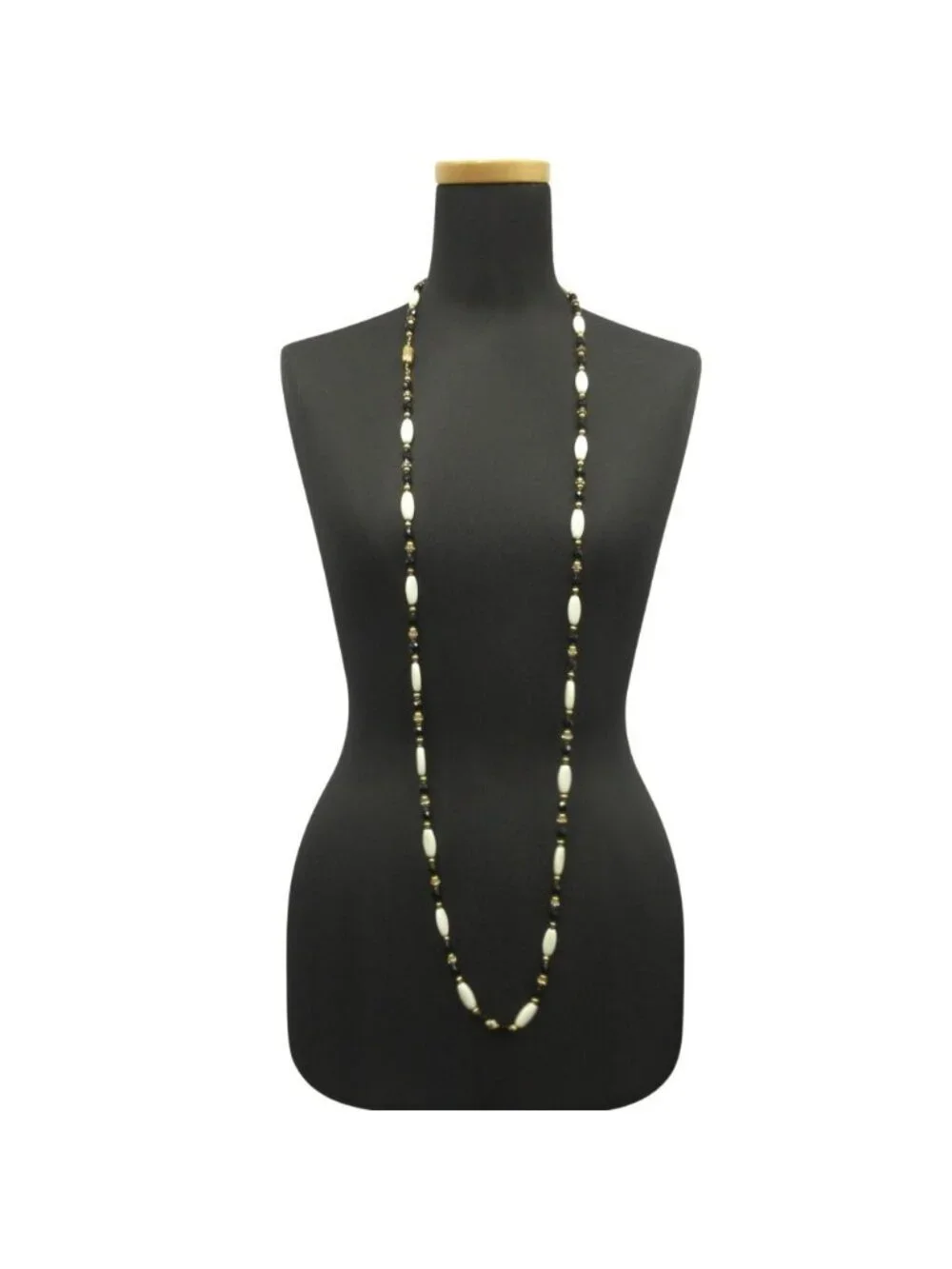 Celine Vintage Long Necklace 132 cm White Black - Picture 5 of 7